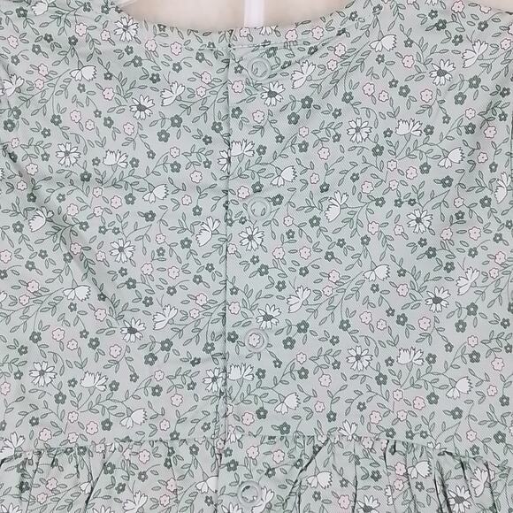 Carters Baby Set 24mo Green Pink Dress Leggings Layette Cotton Floral Print - Picture 9 of 15